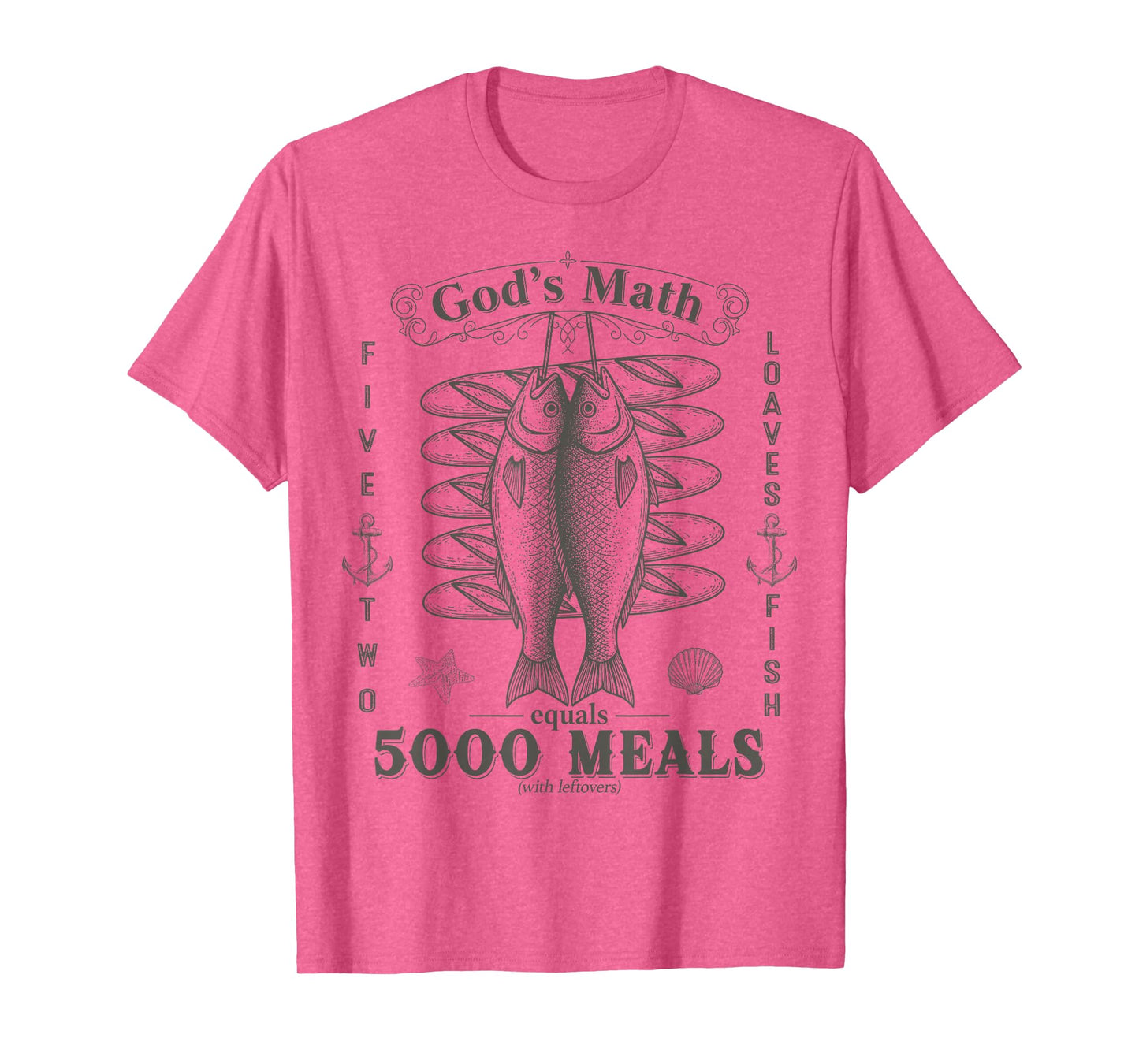2 Fishes 5 Breads Jesus Feeds The 5000 Christian Bible Verse T-Shirt