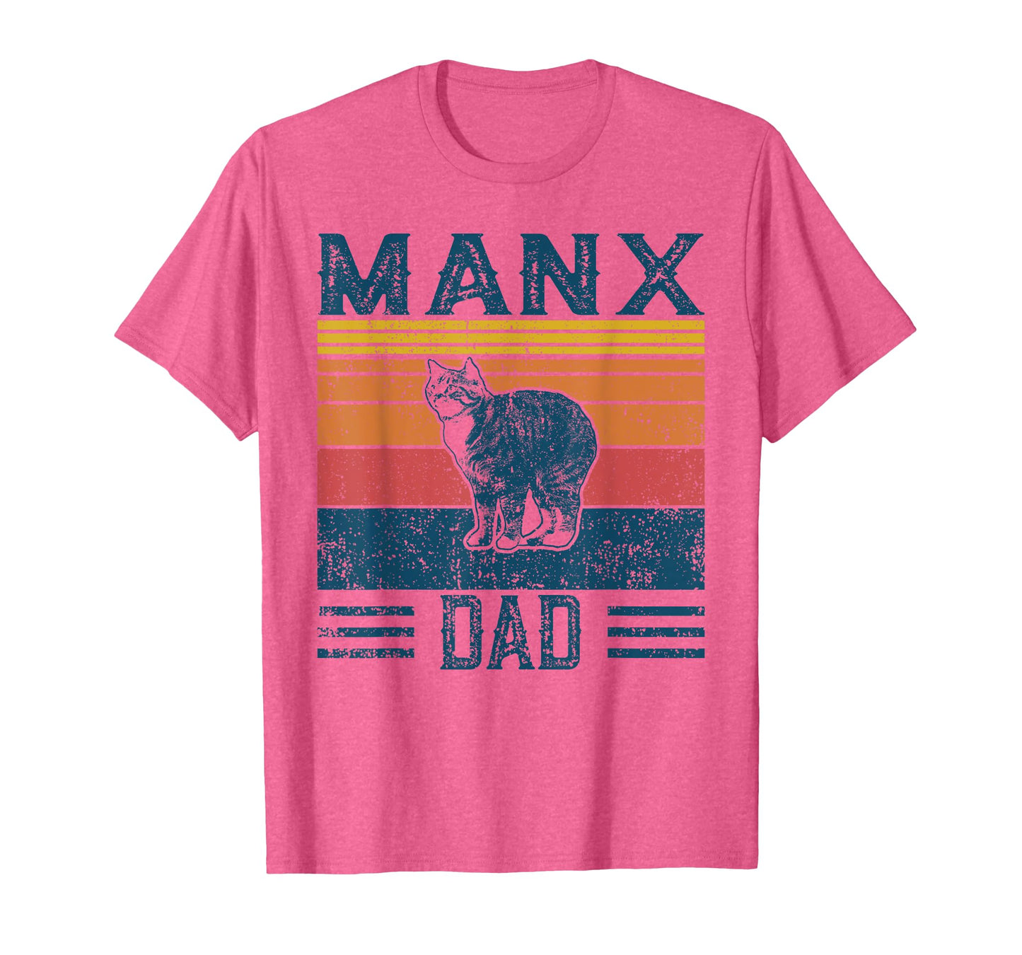 Best Cat Dad Men - Vintage Manx Cat T-Shirt