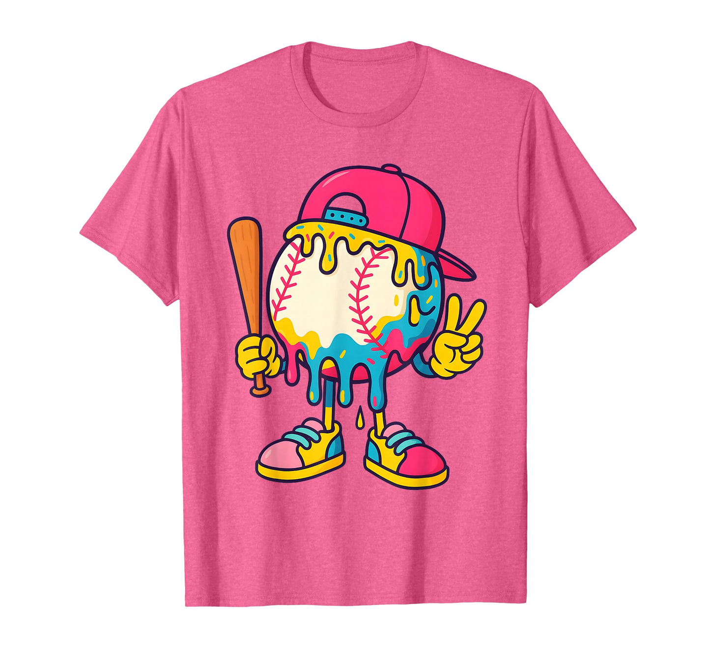 Baseball Ice Cream Drip Youth Back To school Baseball Stuff T-Shirt