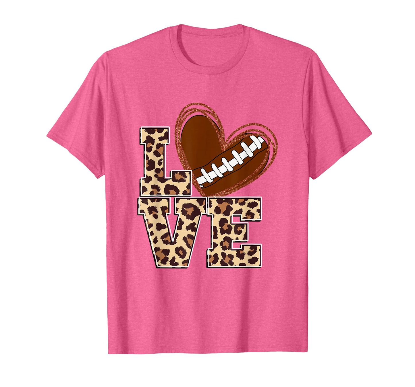 I Love Football Leopard Game Day Vibes Football Lover T-Shirt