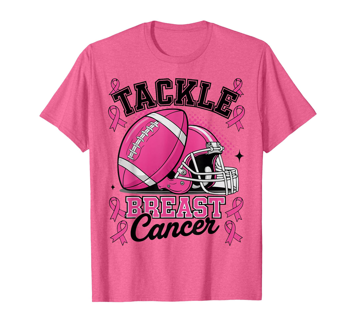 Tackle Breast Cancer Awareness Pink Ribbon Football T-Shirt