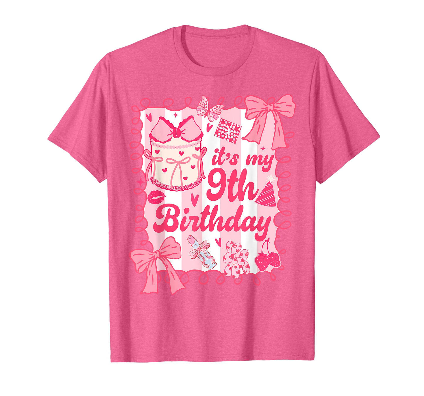 Kid It's My 9th Birthday Coquette Aesthetic 9 Years Old Girl T-Shirt