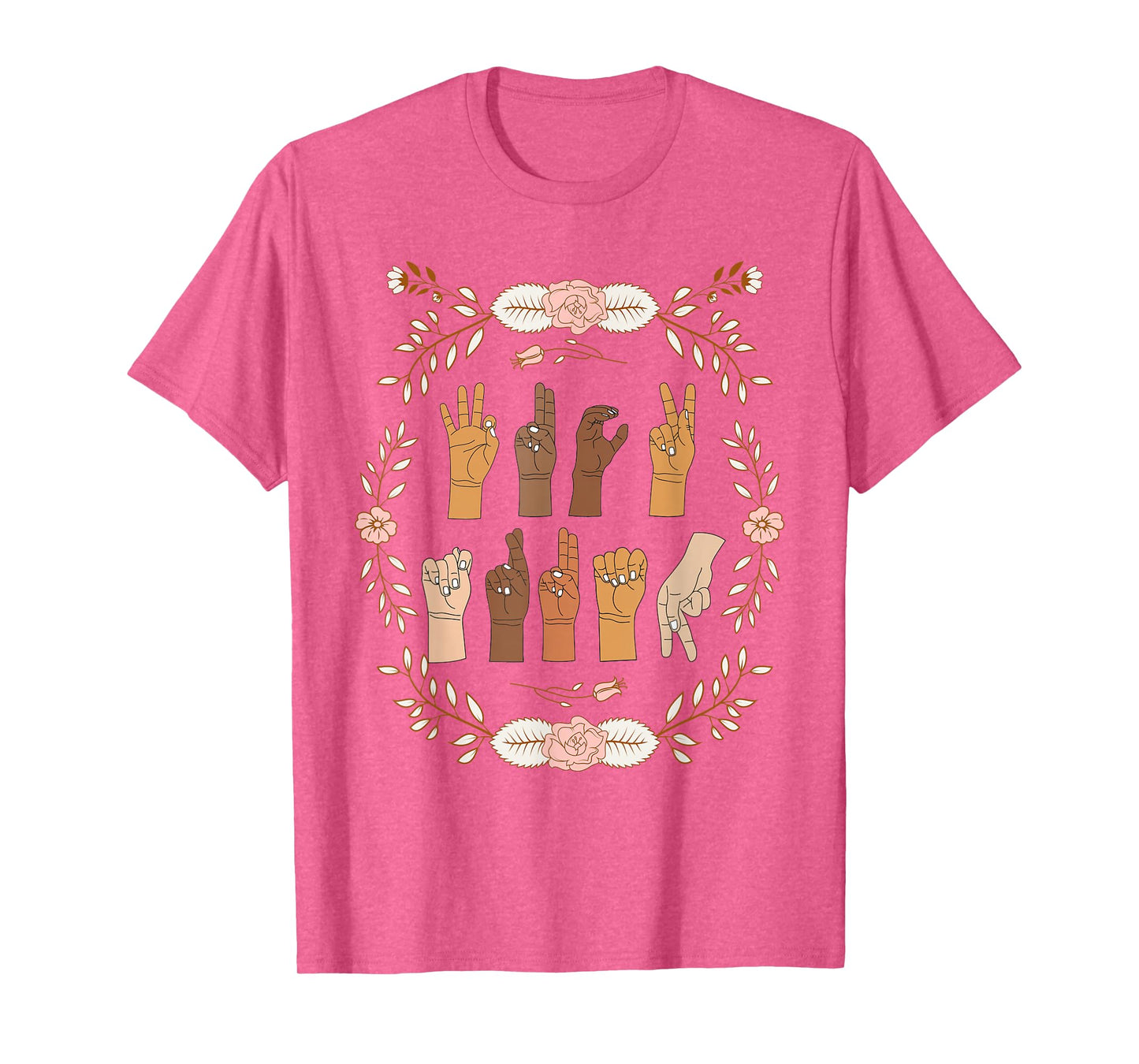 ASL Anti Trump Sign Language Floral Funny T-Shirt