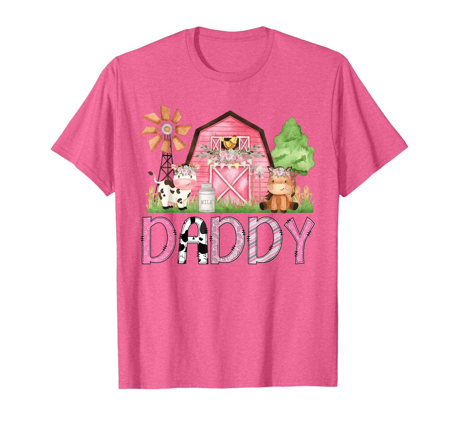 Daddy Pink Farm Animal Birthday Kids Matching Family T-Shirt