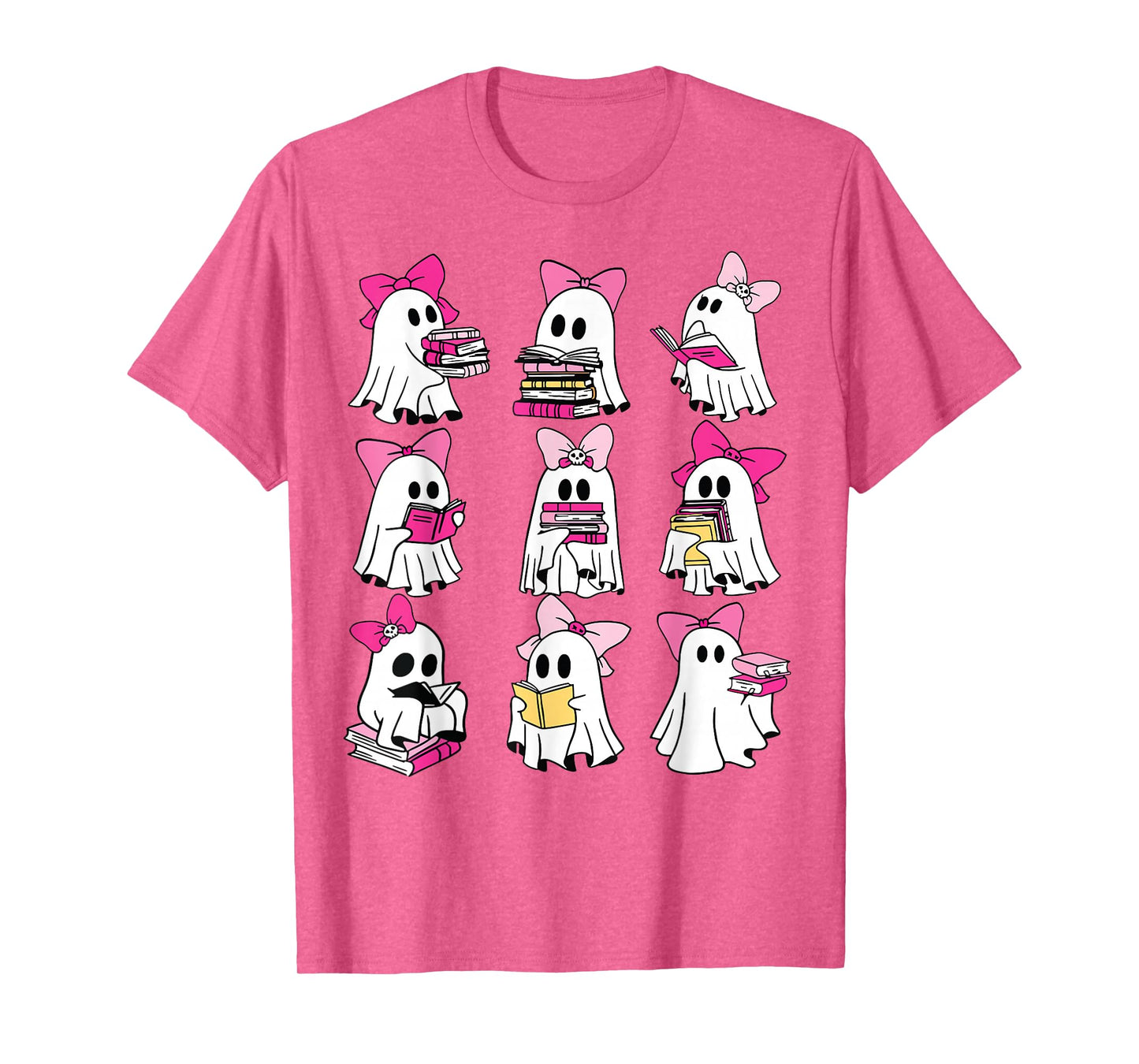 Halloween Pink Ghost Read More Books Spooky Boo Teacher Kids T-Shirt