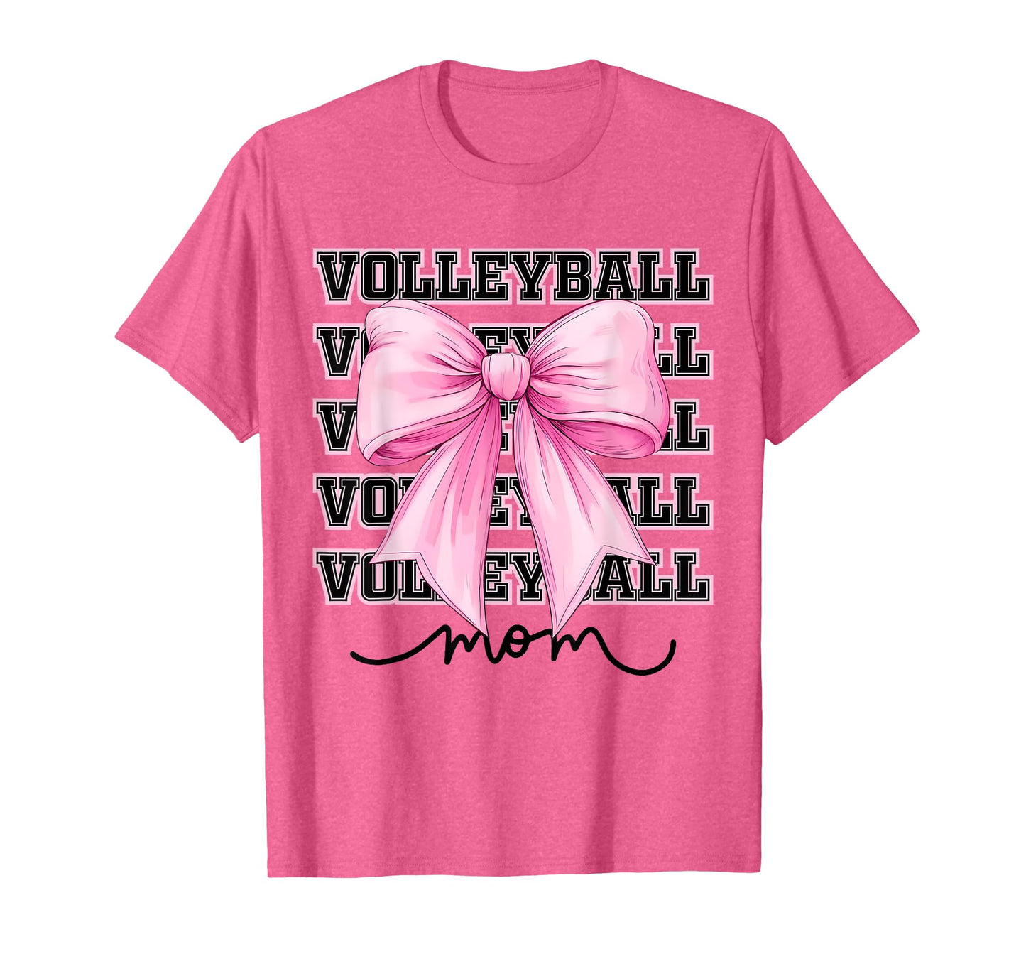Volleyball Mom Pink Coquette Bow Game Day Mama Mothers Day T-Shirt