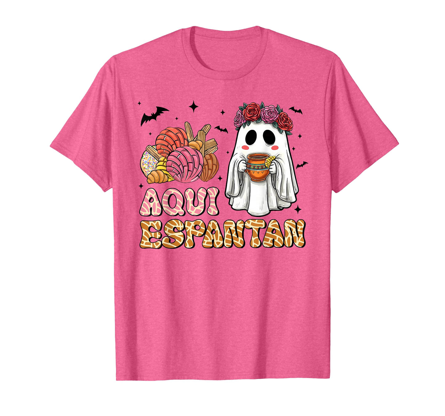 Aqui Espantan Spanish Halloween Mexican Conchas Ghost Women T-Shirt