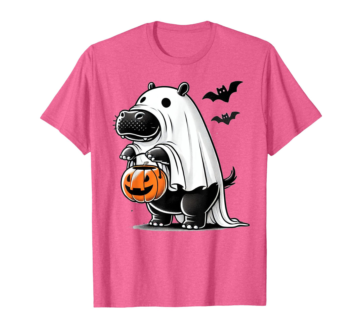 Funny Hippo Ghost Costume - Pumpkin Halloween Hippopotamus T-Shirt