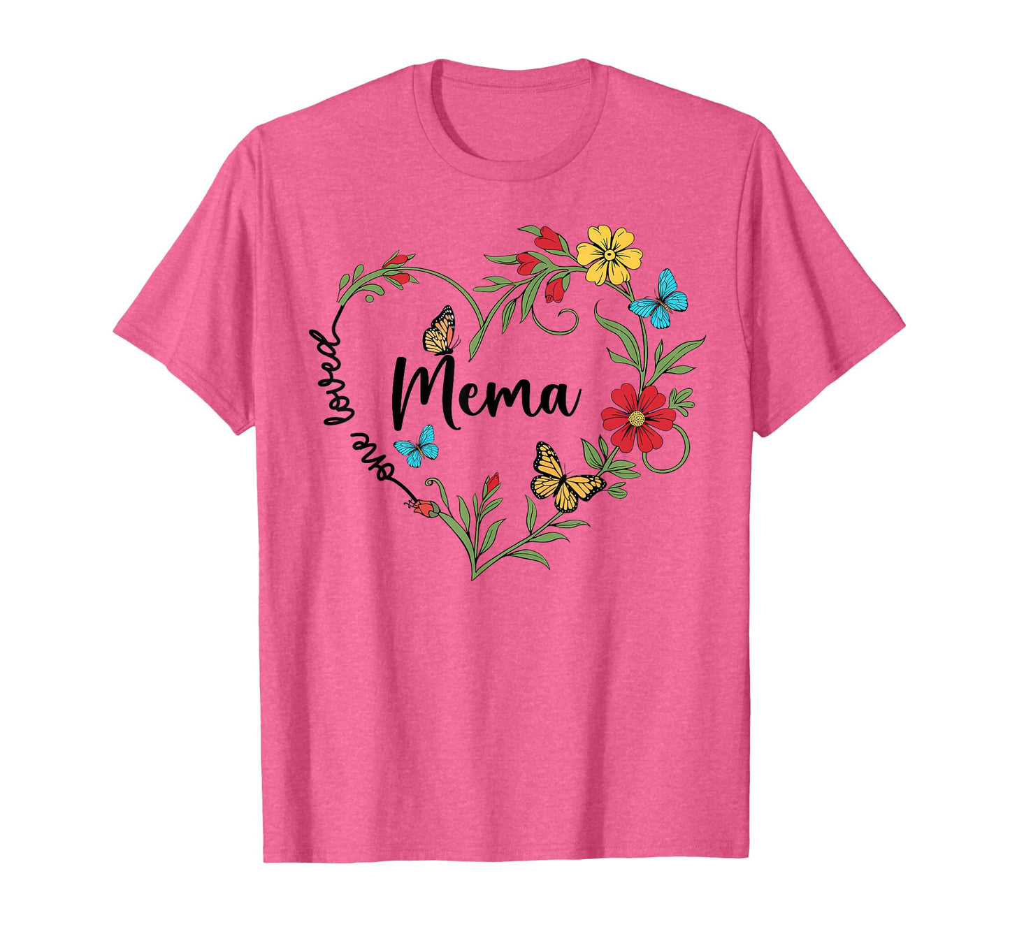 Floral One Loved Mema Heart Mom Grandma Women Mother's Day T-Shirt