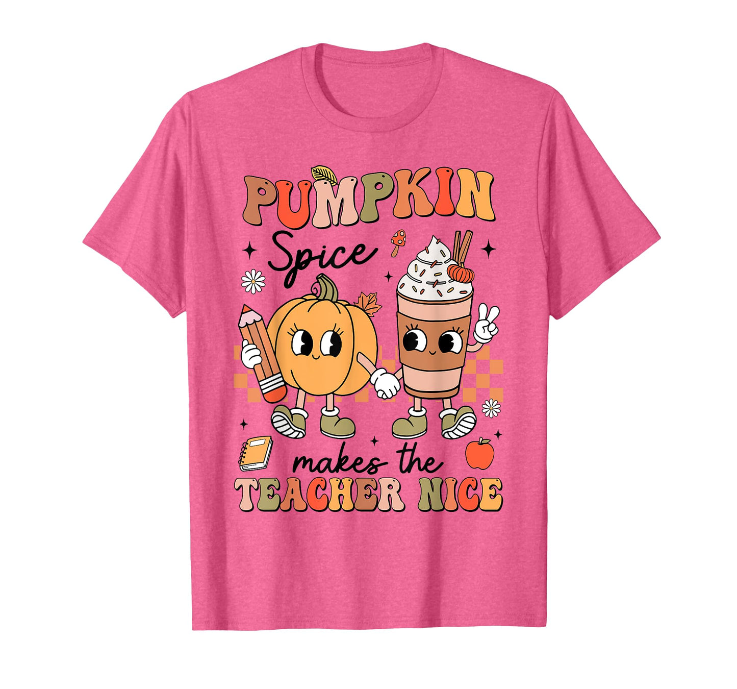 Groovy Pumpkin Spice Makes Teacher Nice Fall Thanksgiving T-Shirt
