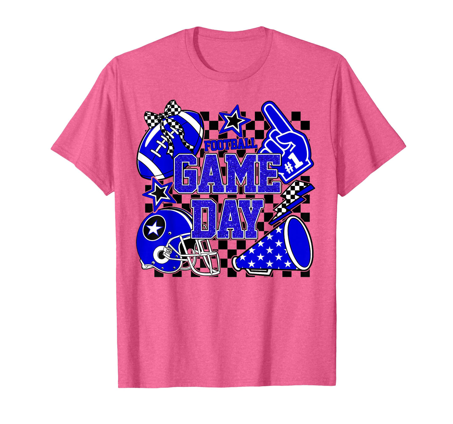 Game Day Football Touchdown Season Girly Team Spirit Blue T-Shirt