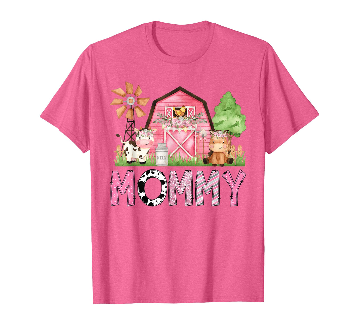 Mommy Pink Farm Animal Birthday Kids Matching Family T-Shirt