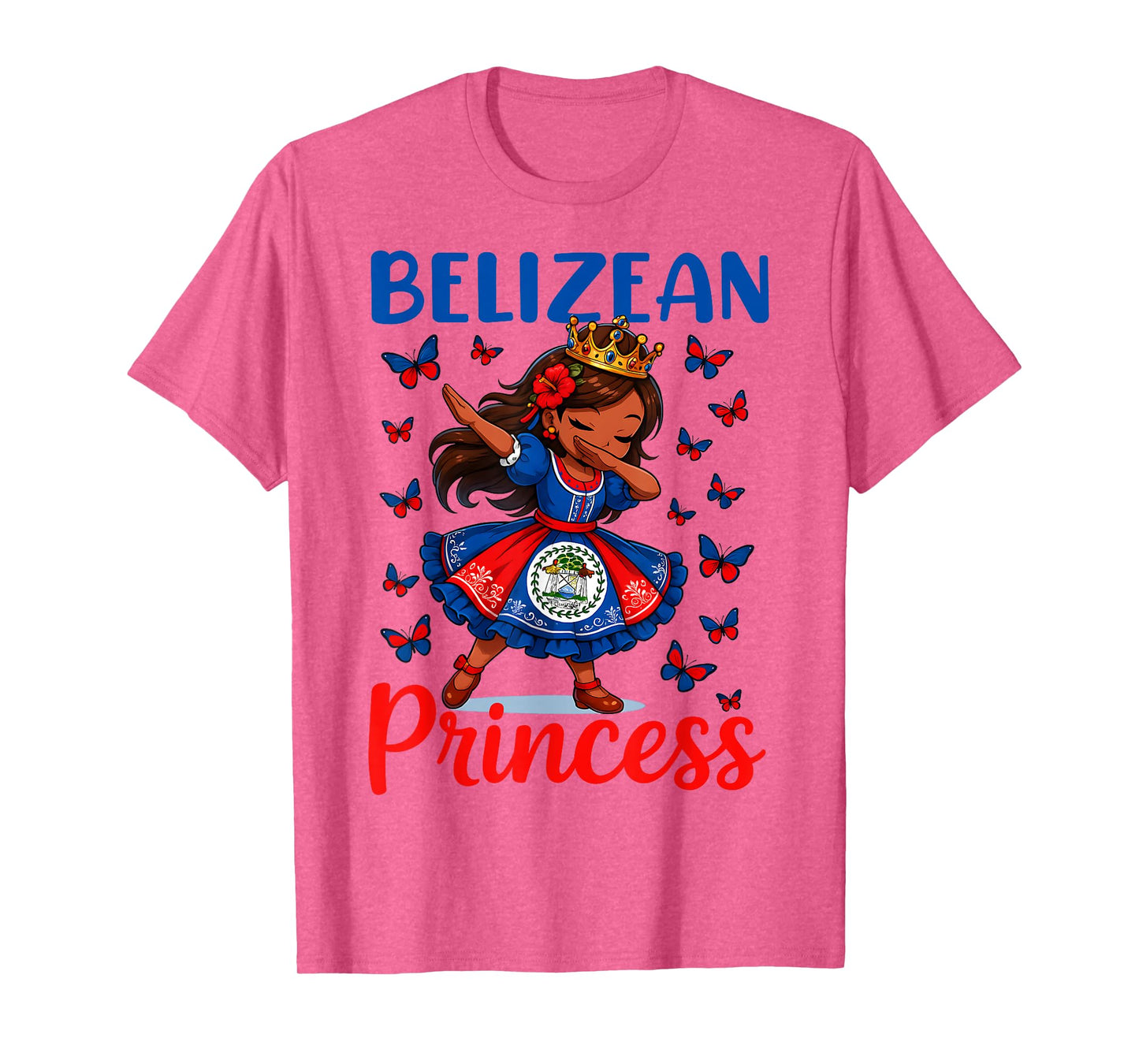 Belizean Princess Dabbing Girl Cute Belize Pride Outfit Kids T-Shirt