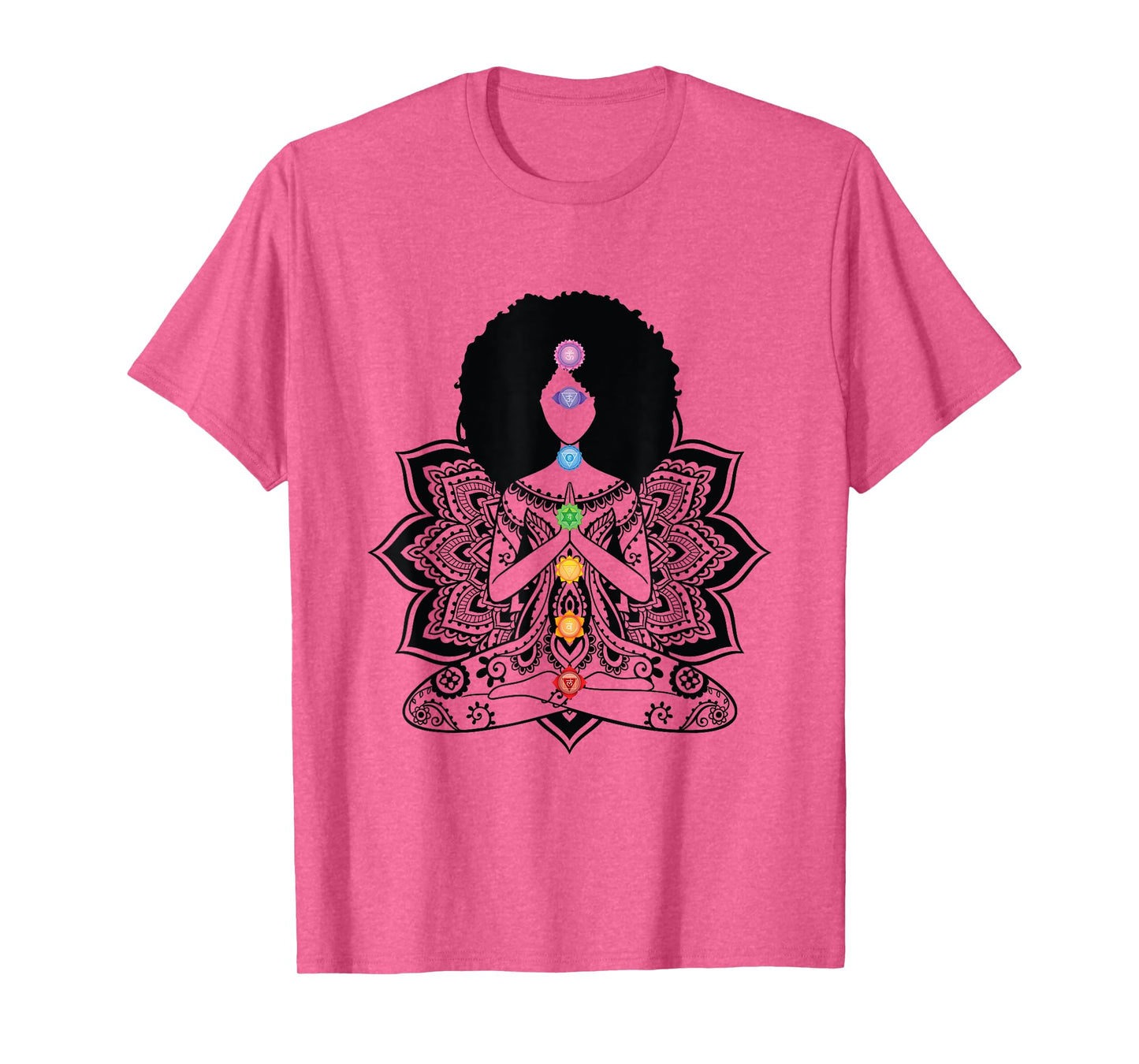 Afro Black Girl Yoga Zen Mandala Seven Chakra Meditation T-Shirt