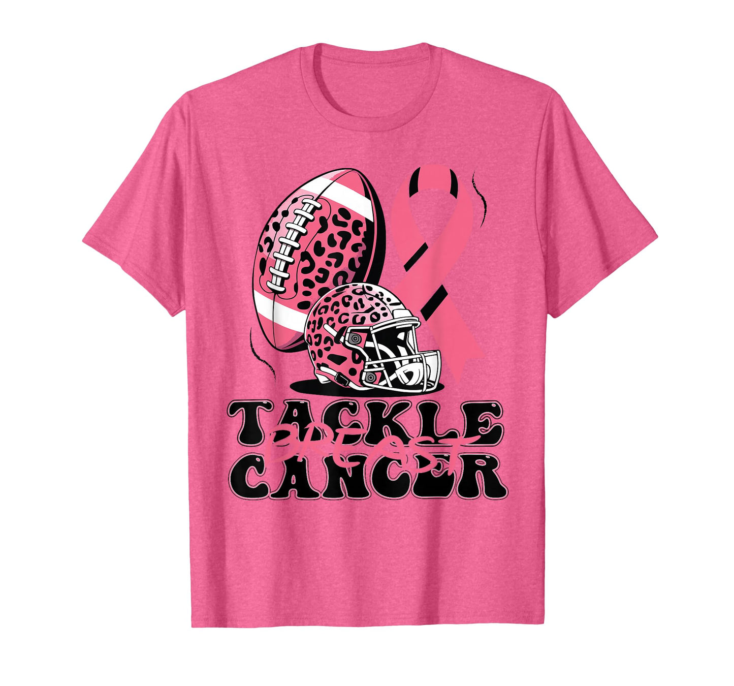 Tackle Breast Cancer Awareness American Football Leopard T-Shirt