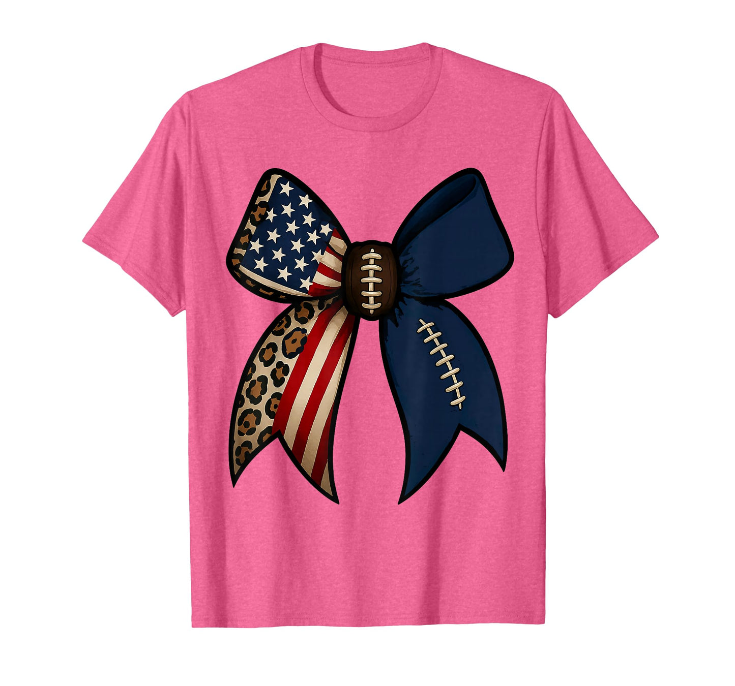 American Football US Flag Leopard Women Girls Football Lover T-Shirt