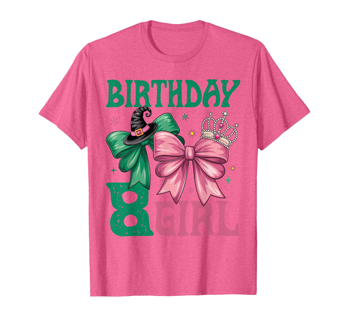 8Th Birthday Witch Pink And Green 8 Year Old Birthday Girl T-Shirt
