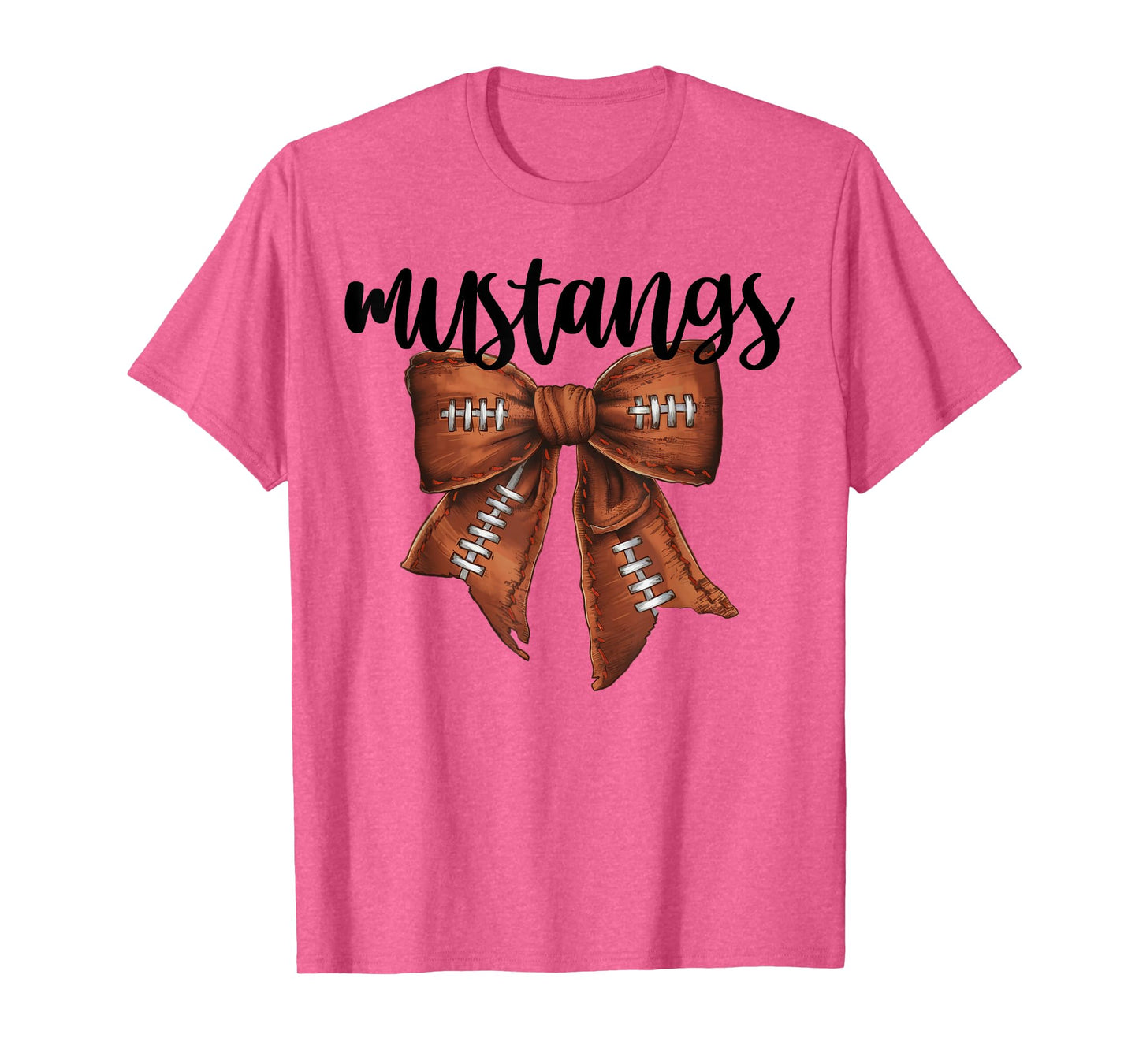 Mustangs Football Bow School Spirit Team Mascot Game Night T-Shirt