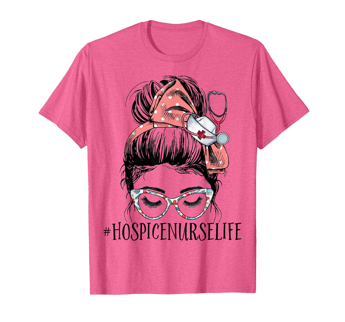 Hospice Nurse Life Funny Messy Bun RN Registered Nursing T-Shirt