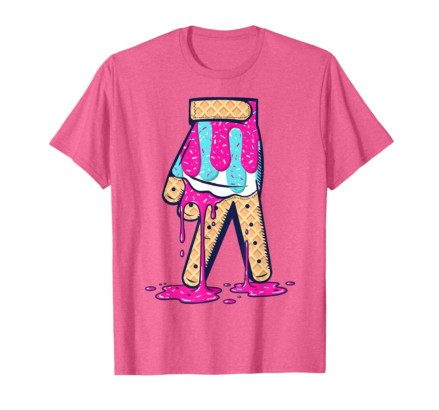 Baseball Ice Cream Drip Boys Glove Sprinkles Baseball Lover T-Shirt