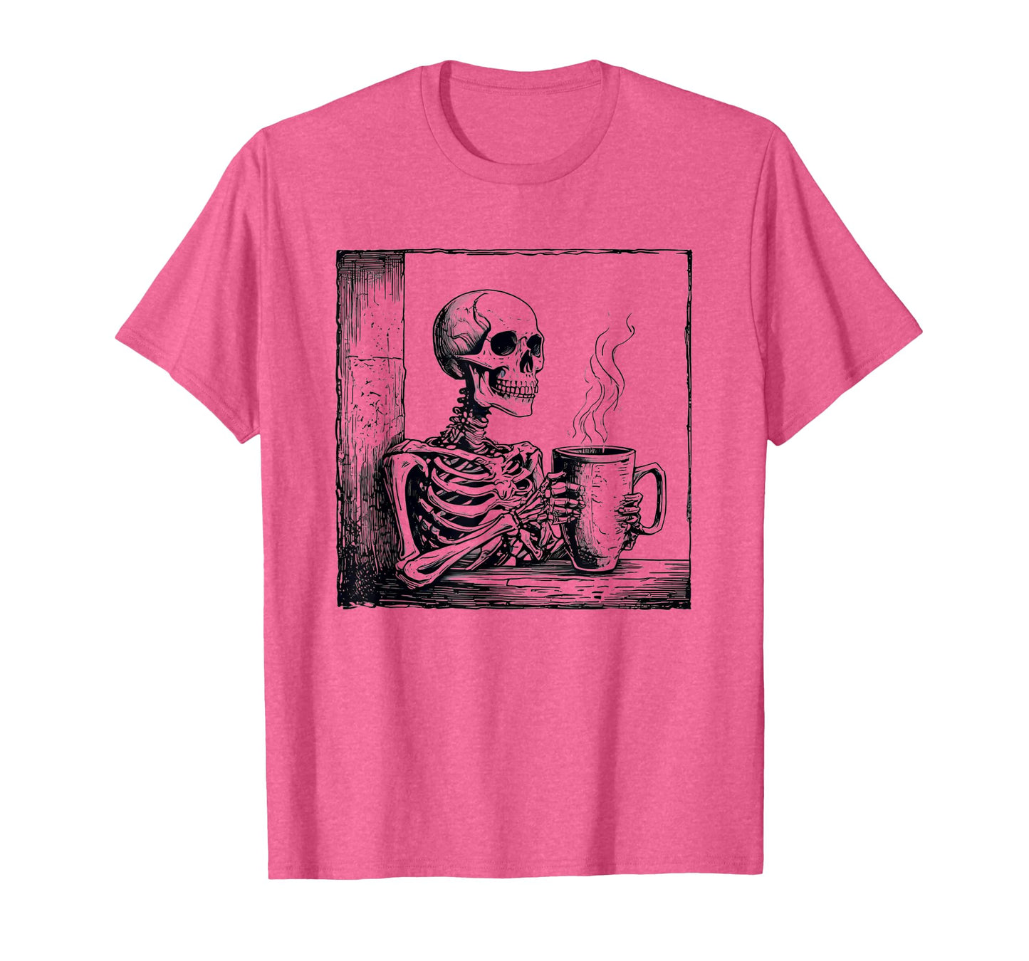Coffee drinking skeleton skull halloween T-Shirt