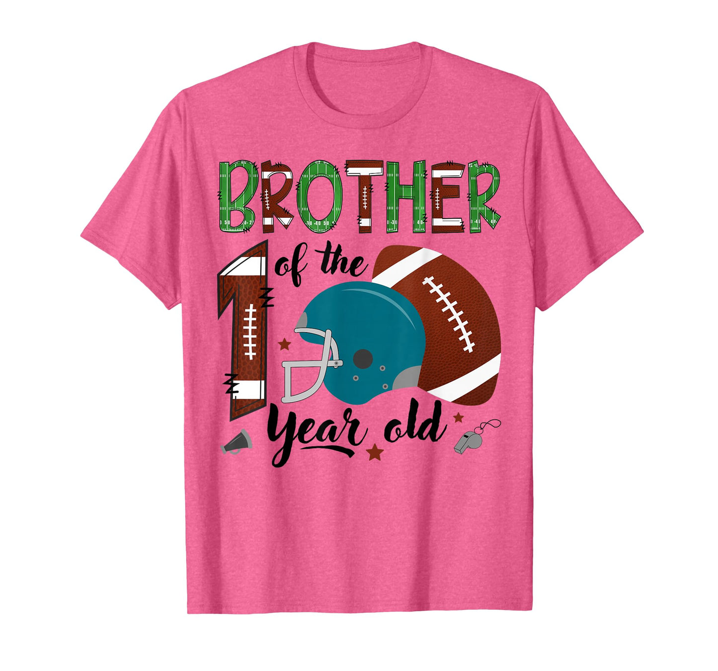 Brother Of The 1 Year Old Football 1St Year Down Birthday T-Shirt