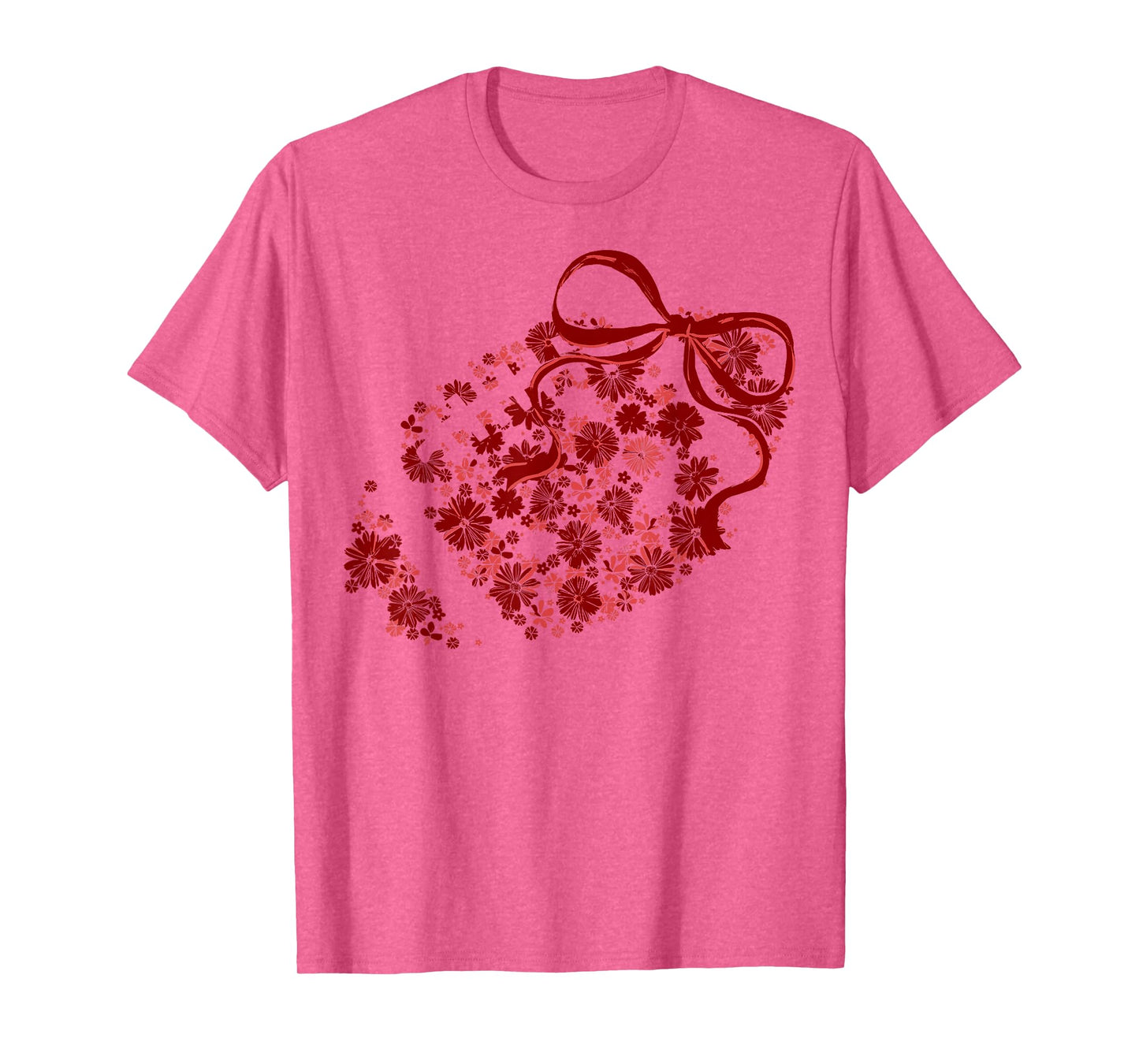 Floral Football Game Day Girly Coquette Team Spirit Maroon T-Shirt