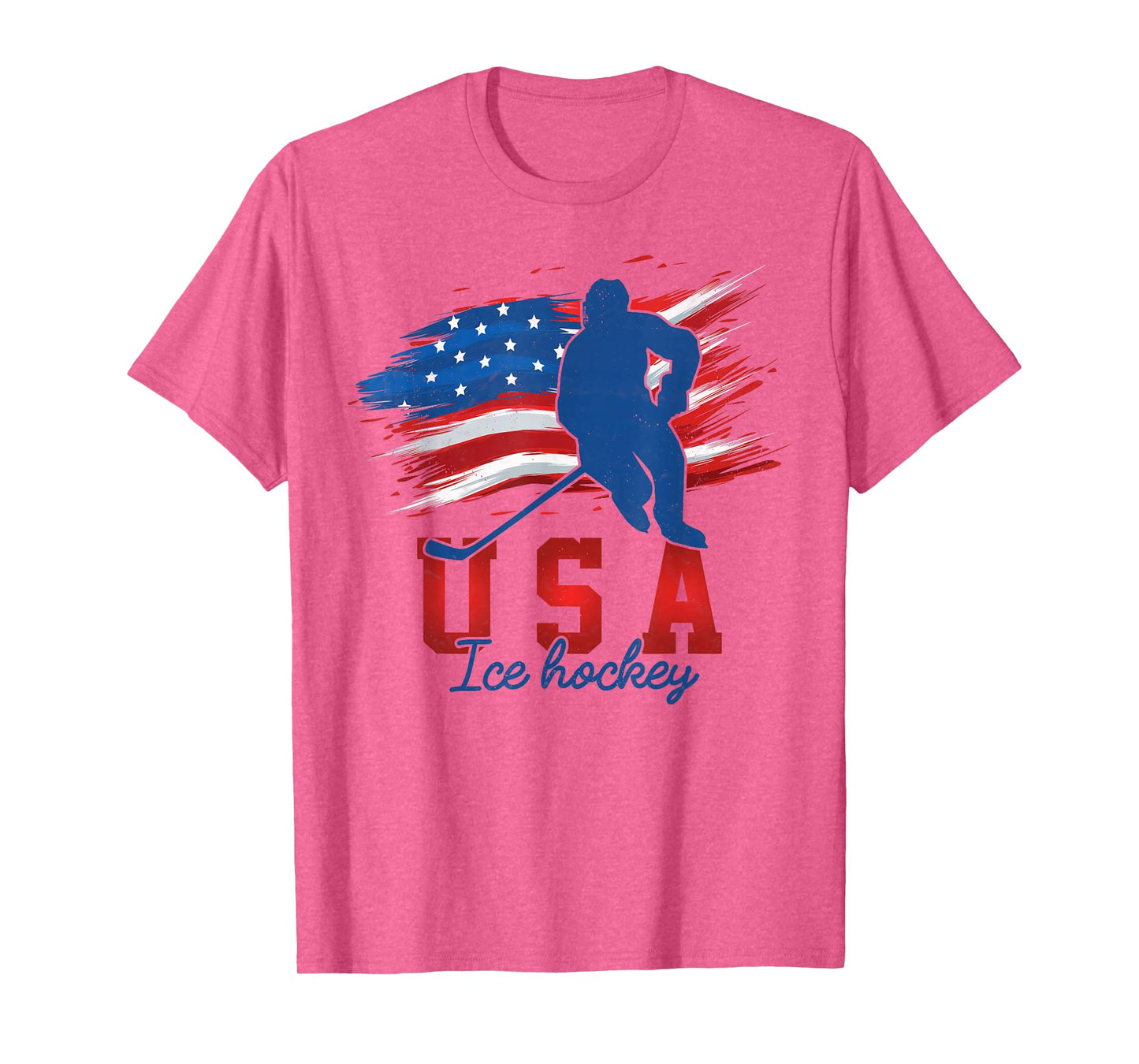 American Flag Ice Hockey 4th of July USA Support Team T-Shirt