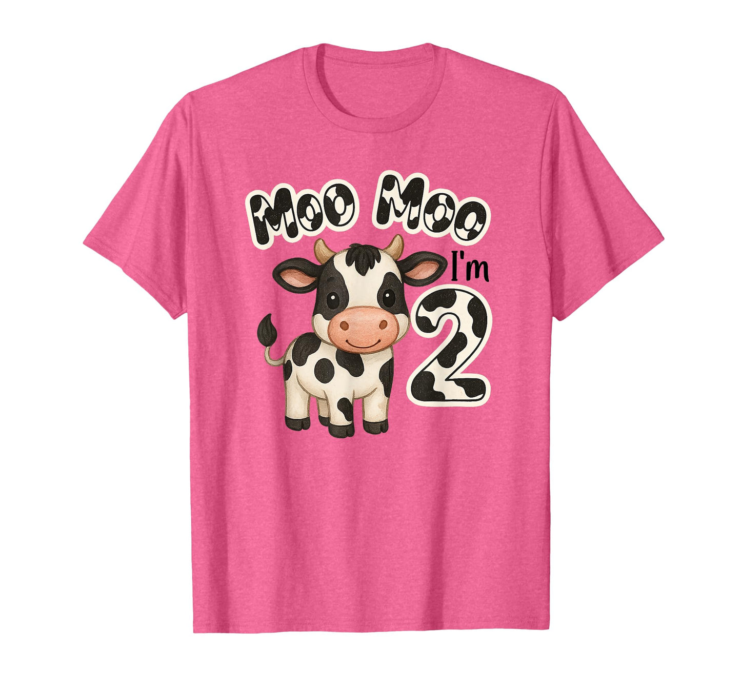 Moo Moo I'm Two 2nd Birthday Funny Cute Cow Sounds Toddler T-Shirt