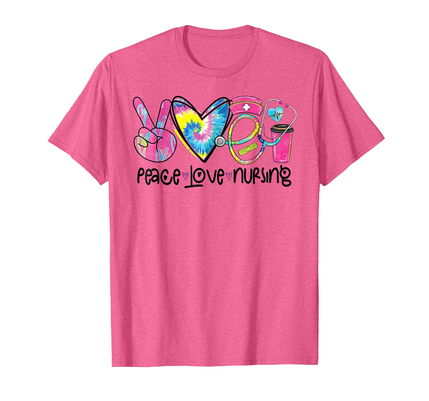 Peace Love Nursing Stethoscope Tie Dye Nurse 2024 T-Shirt