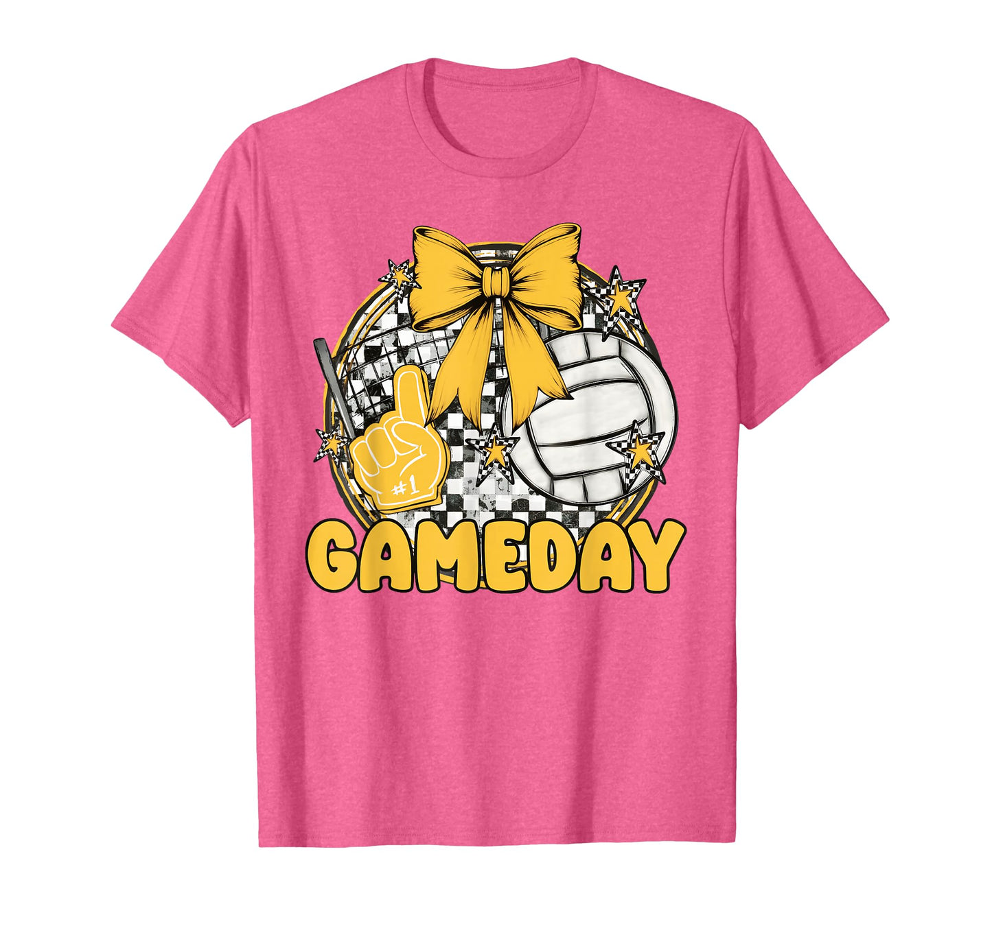 Volleyball Game Day Retro Girls Volleyball Mom Cheer Yellow T-Shirt