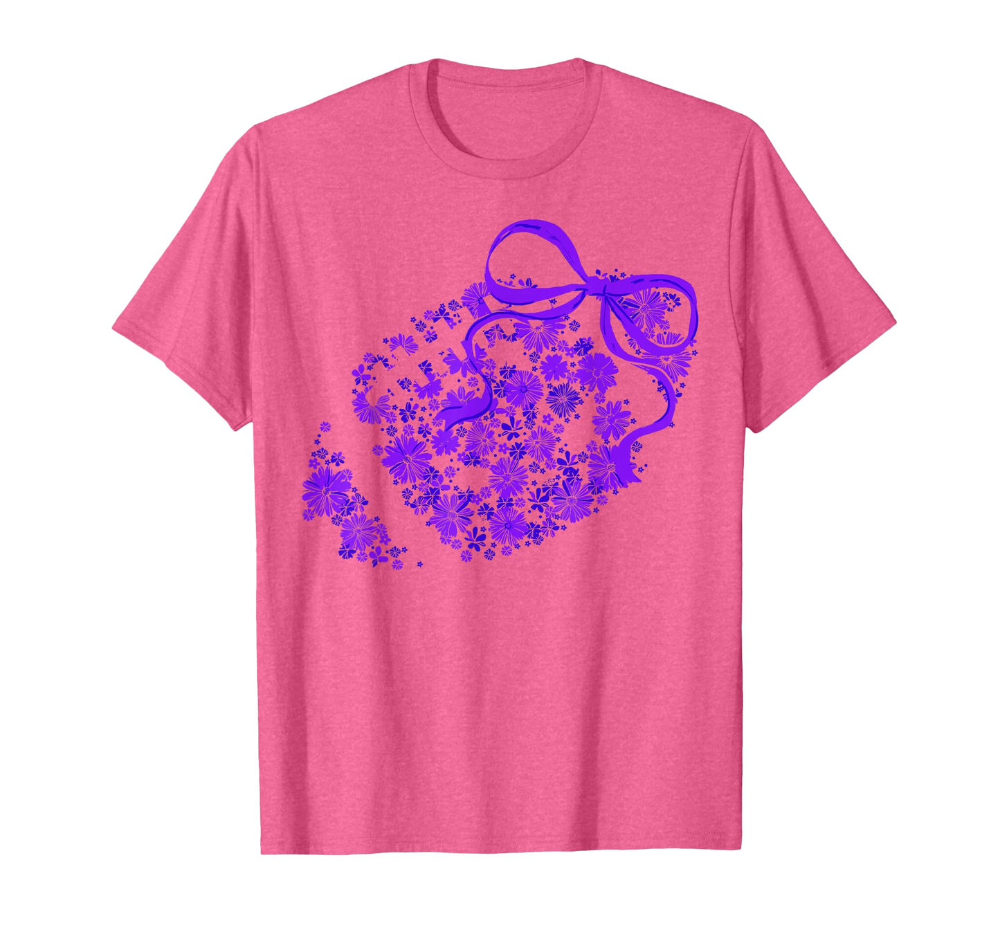 Floral Football Game Day Girly Coquette Team Spirit Purple T-Shirt