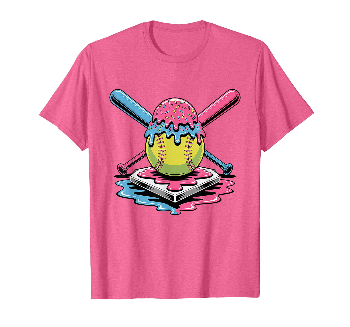 Softball Ice Cream Drip T-Shirt - Cute Softball Player T-Shirt