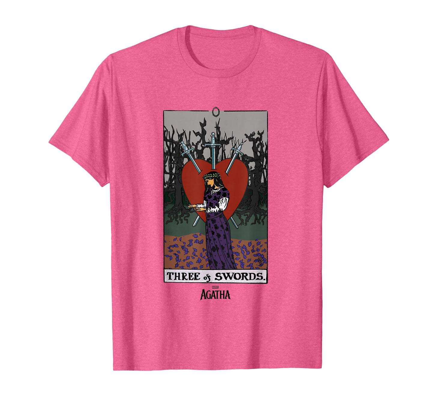 Marvel Agatha All Along Three Of Swords Vintage Tarot T-Shirt