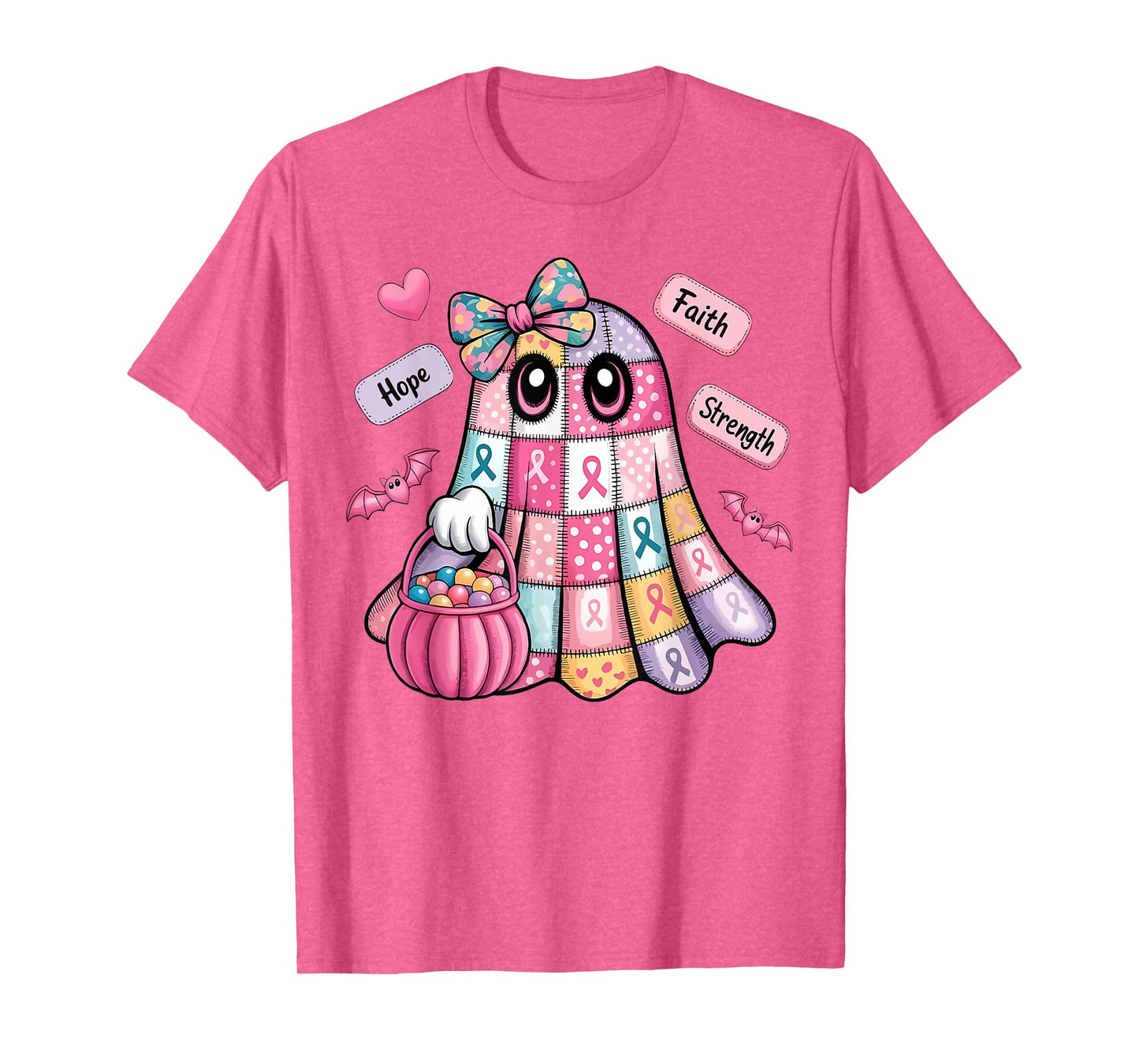 Breast Cancer Hope Strength Faith Survivor Ghost Wear Pink T-Shirt