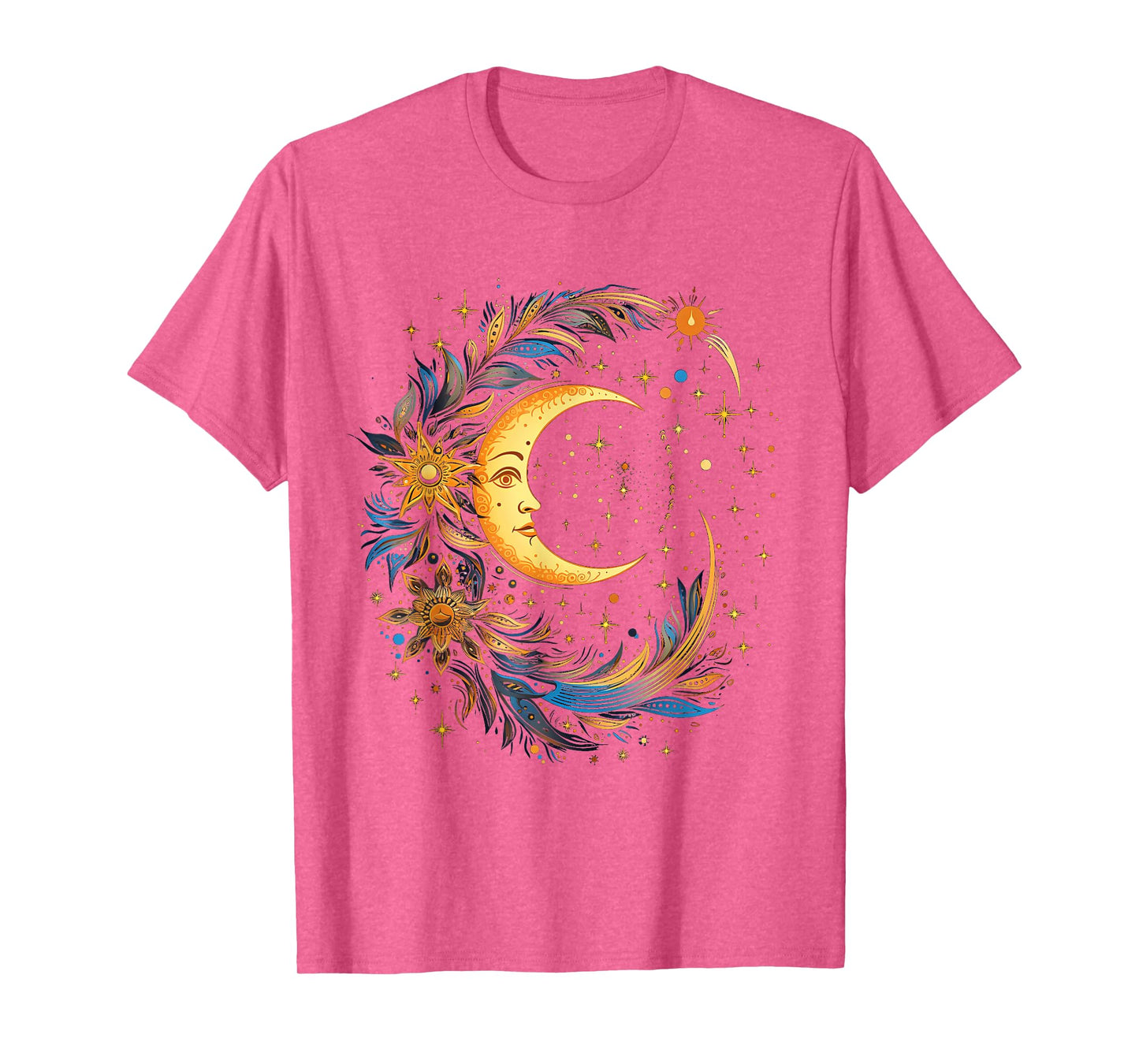 mystic sun and moon woman mystical flowers aesthetic T-Shirt
