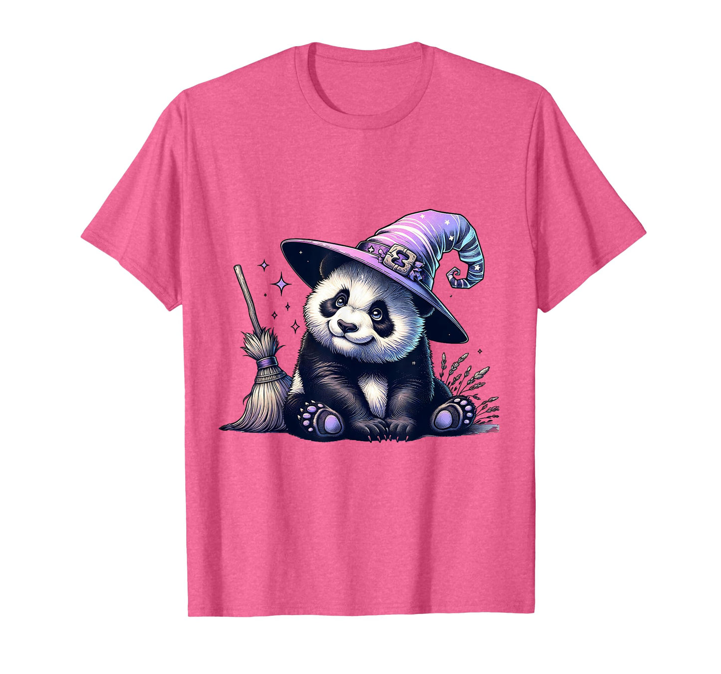 Halloween Panda Funny Panda Lover Witch Hat Costume T-Shirt