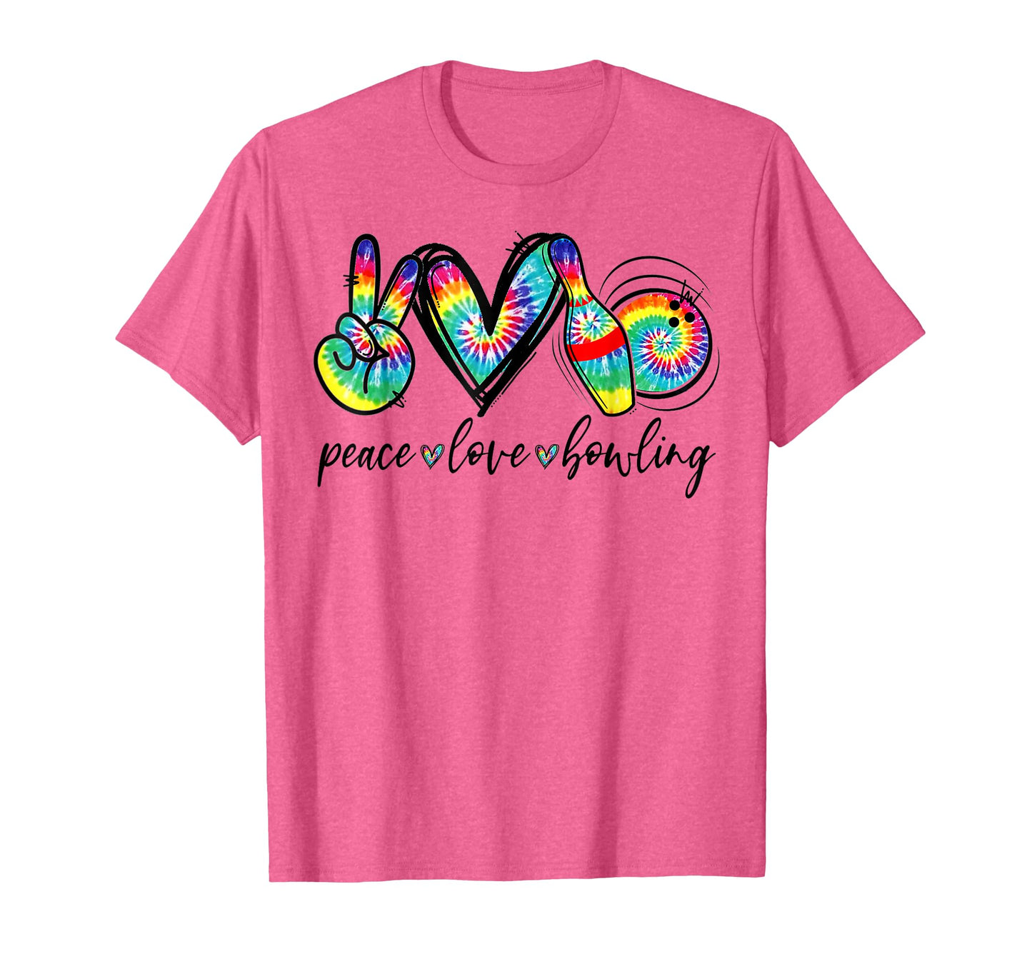 Peace Love Bowling Tie Dye Funny Bowling Lovers T-Shirt