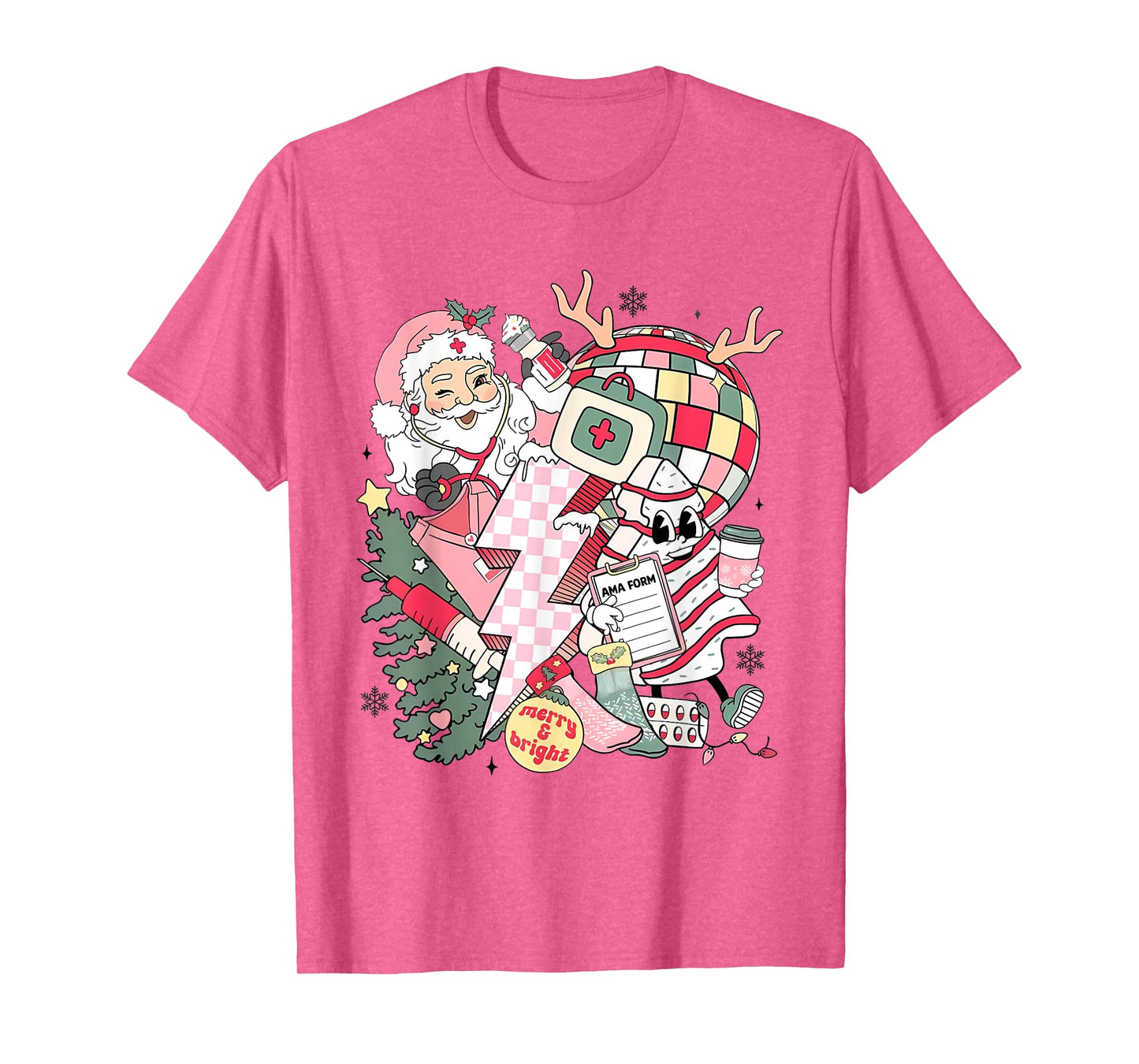 Christmas Santa Nurse Disco Ball Rn CNA Icu Med Surg Picu T-Shirt