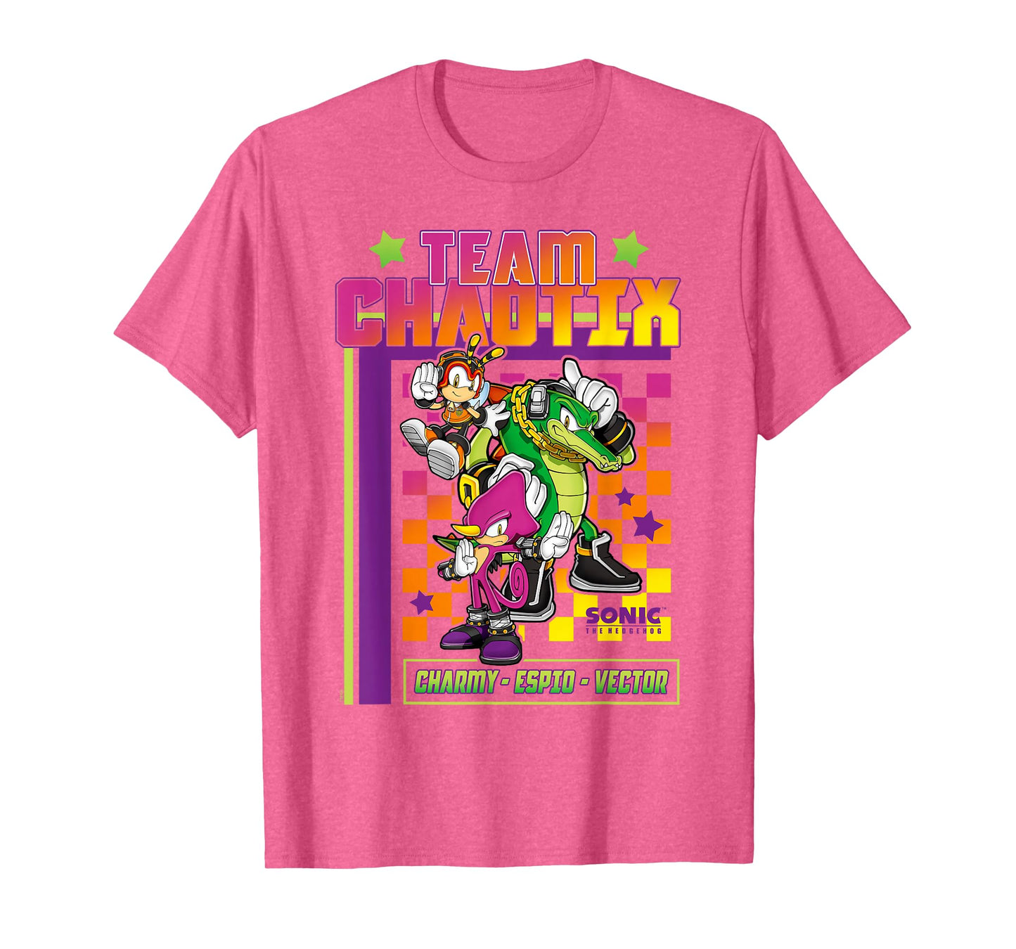 Sonic The Hedgehog Team Chaotix Charmy Espio Vector Logo T-Shirt