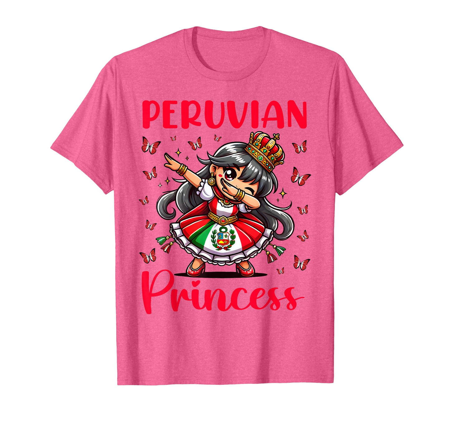 Peruvian Princess Dab Girl Flag Dress Cultural Girls Kids T-Shirt