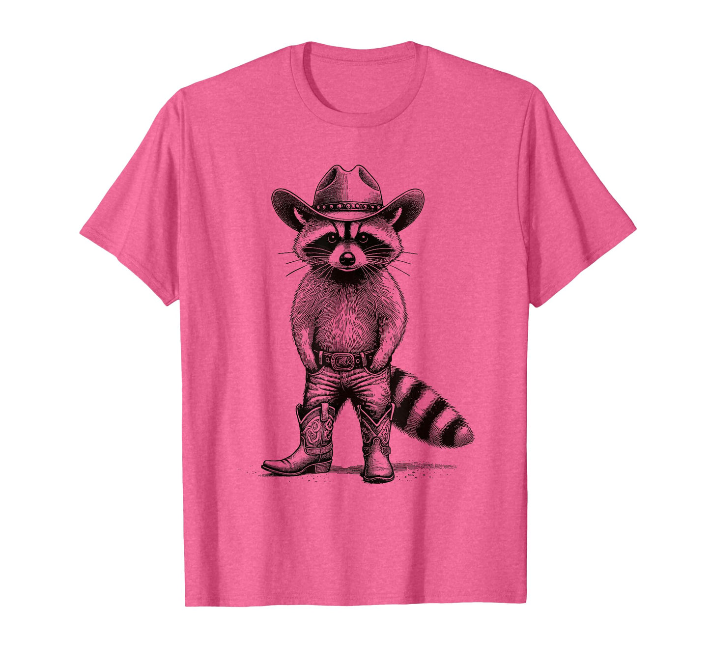 Country Animal Themed Gifts For Men, Women & Youth Vintage Cowboy Hat Raccoon & Cowgirl, Funny Western T-Shirt