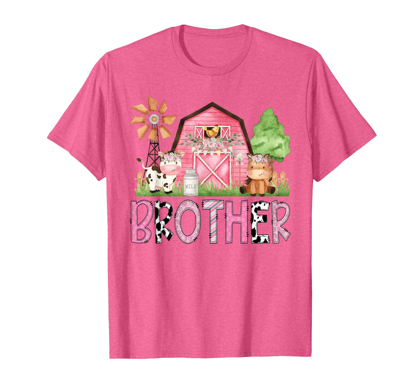 Brother Pink Farm Animal Birthday Kids Matching Family T-Shirt