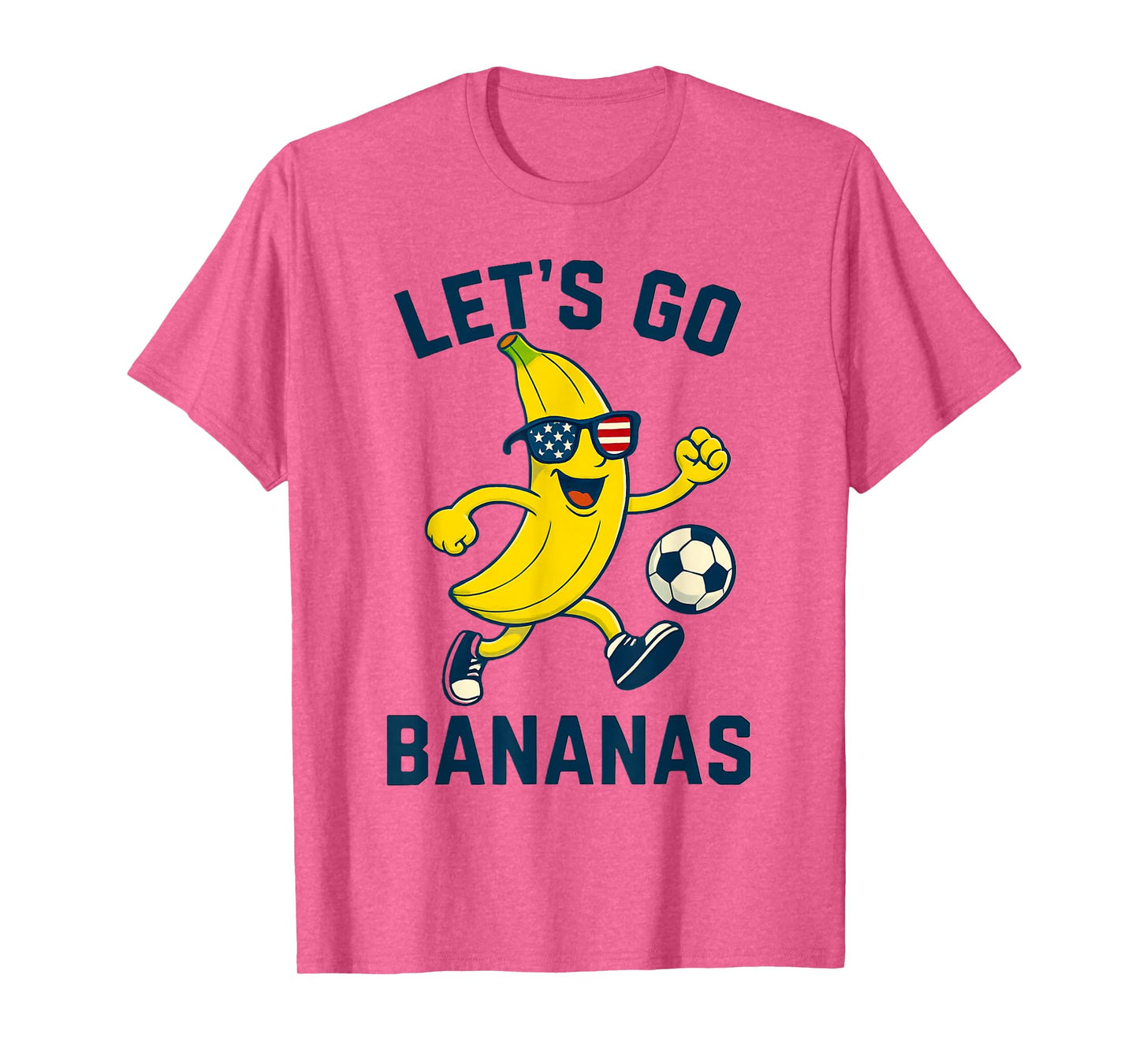 Funny Banana Soccer Cartoon Kicking Ball USA Flag Glasses T-Shirt