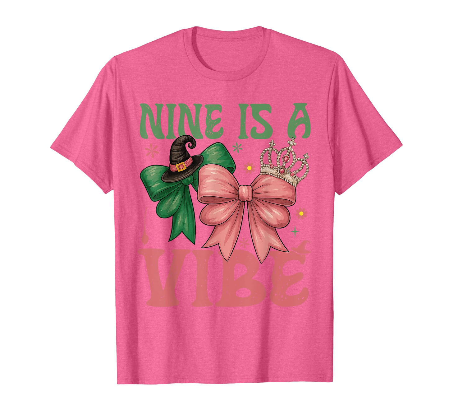 Nine is A Vibe 9th Birthday Girl Witch 9 Years Old Girls T-Shirt