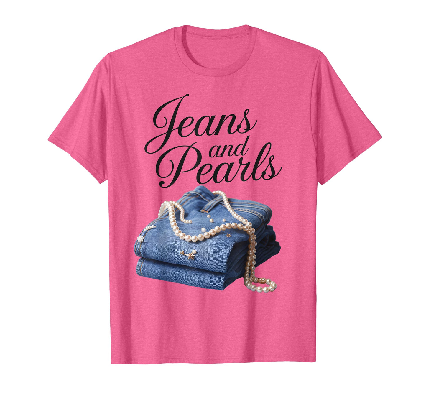 Jeans and Pearls for Ladies 2025 Jeans With Pearls Denim T-Shirt
