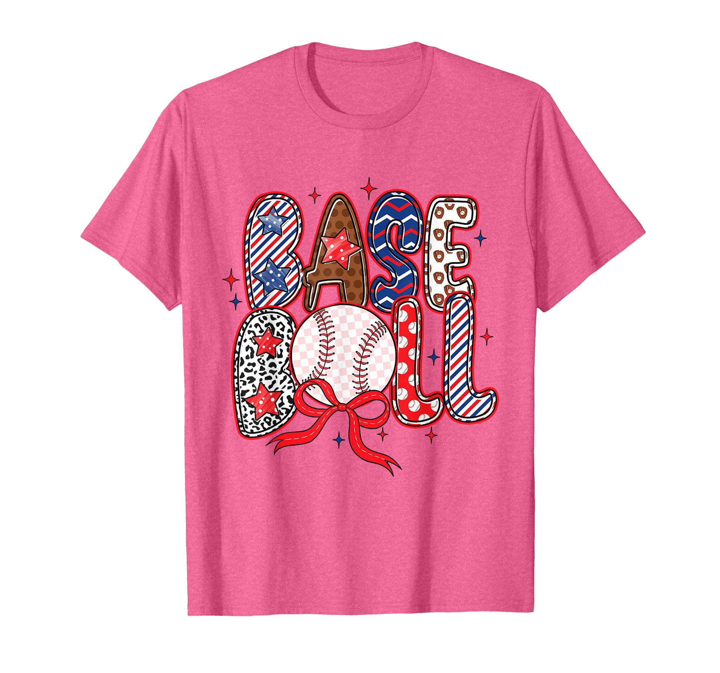 Coquette Bow Baseball Game Day Baseball Mom Mama Girls Kids T-Shirt