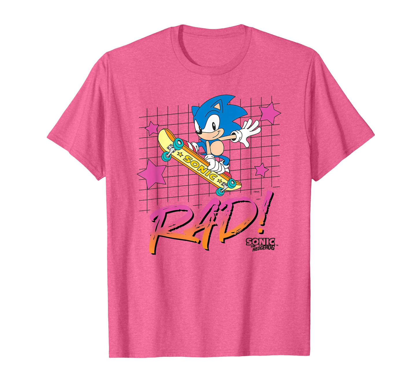 Sonic The Hedgehog Rad! Retro Neon Skateboarding Logo T-Shirt