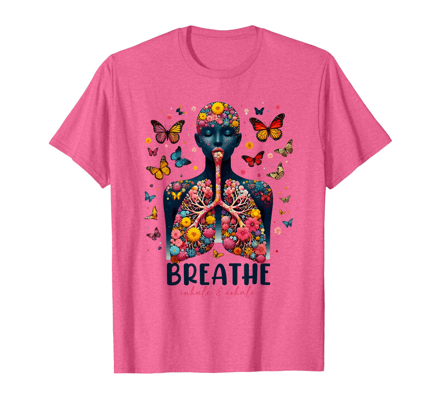 Breathe Inhale Exhale Floral Lung respiratory therapist T-Shirt