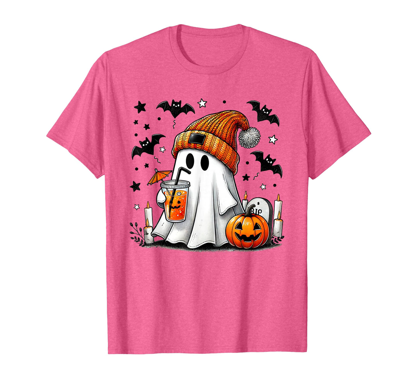 Cute Ghost Drinking Coffee Halloween Ghost Coffee Womens T-Shirt